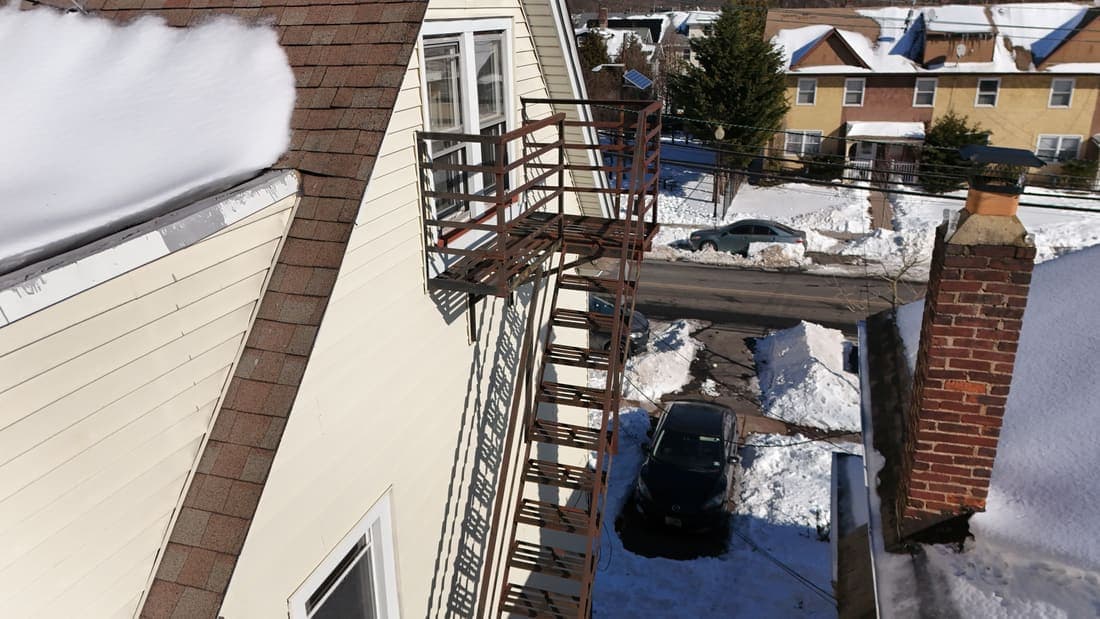 Drone field photograph, plate 016, 2026-01-30, New Jersey fire escape inspection by Oyster Fire Escape Inspections