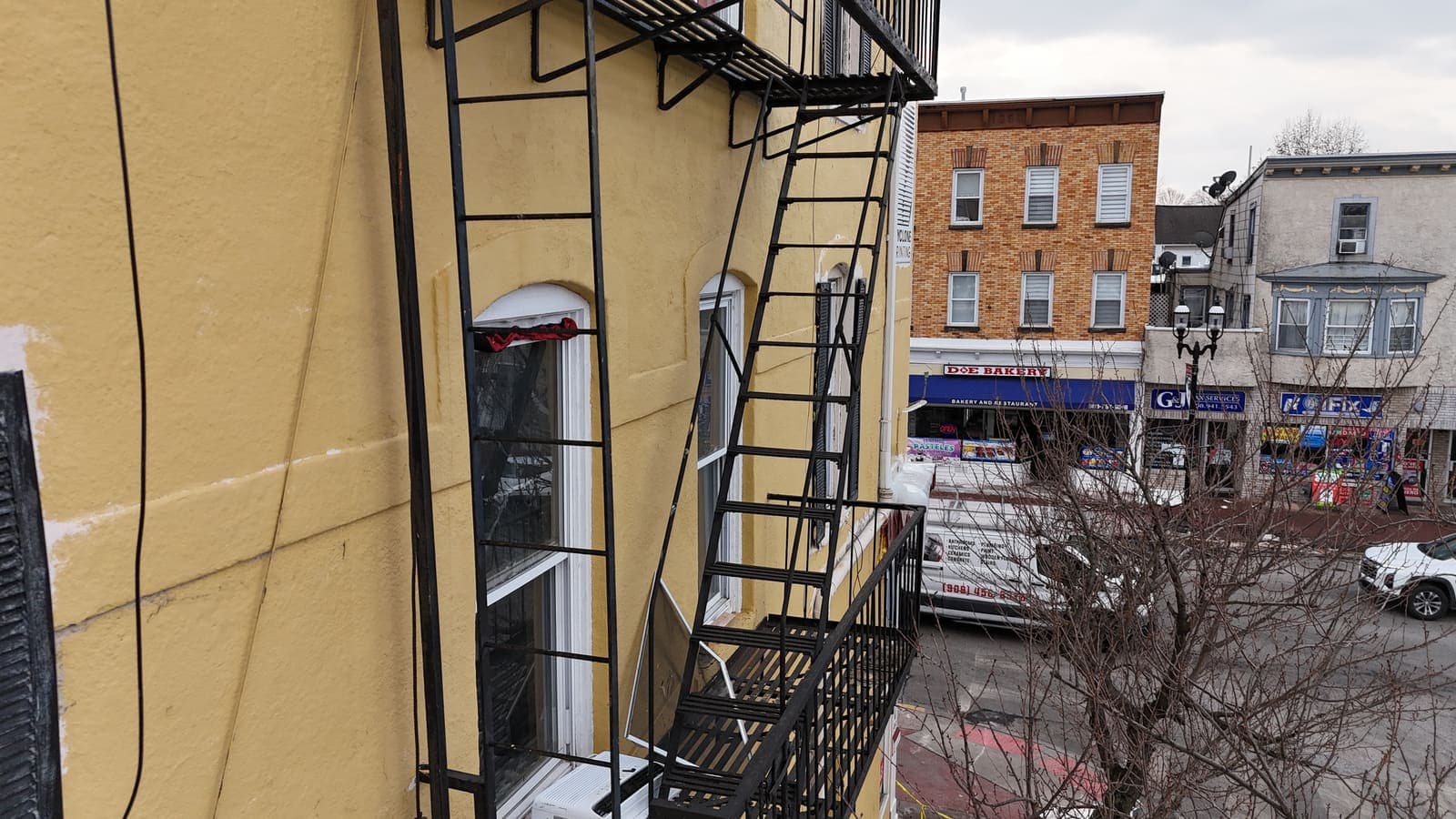 Drone field photograph, plate 021, 2026-02-03, New Jersey fire escape inspection by Oyster Fire Escape Inspections