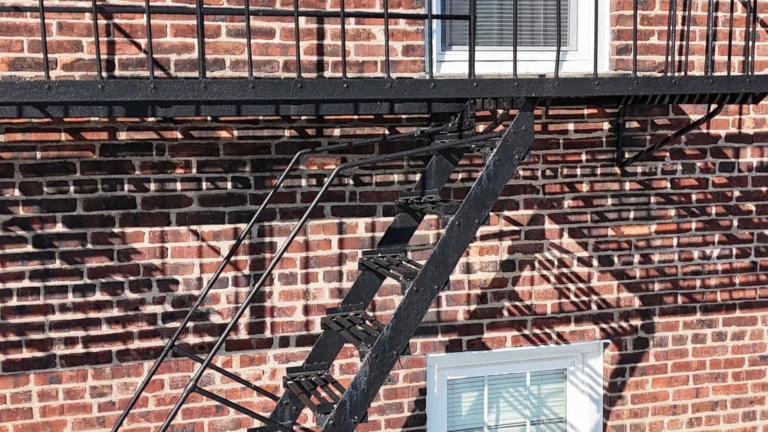 Drone field photograph, plate 026, 2026-02-05, New Jersey fire escape inspection by Oyster Fire Escape Inspections