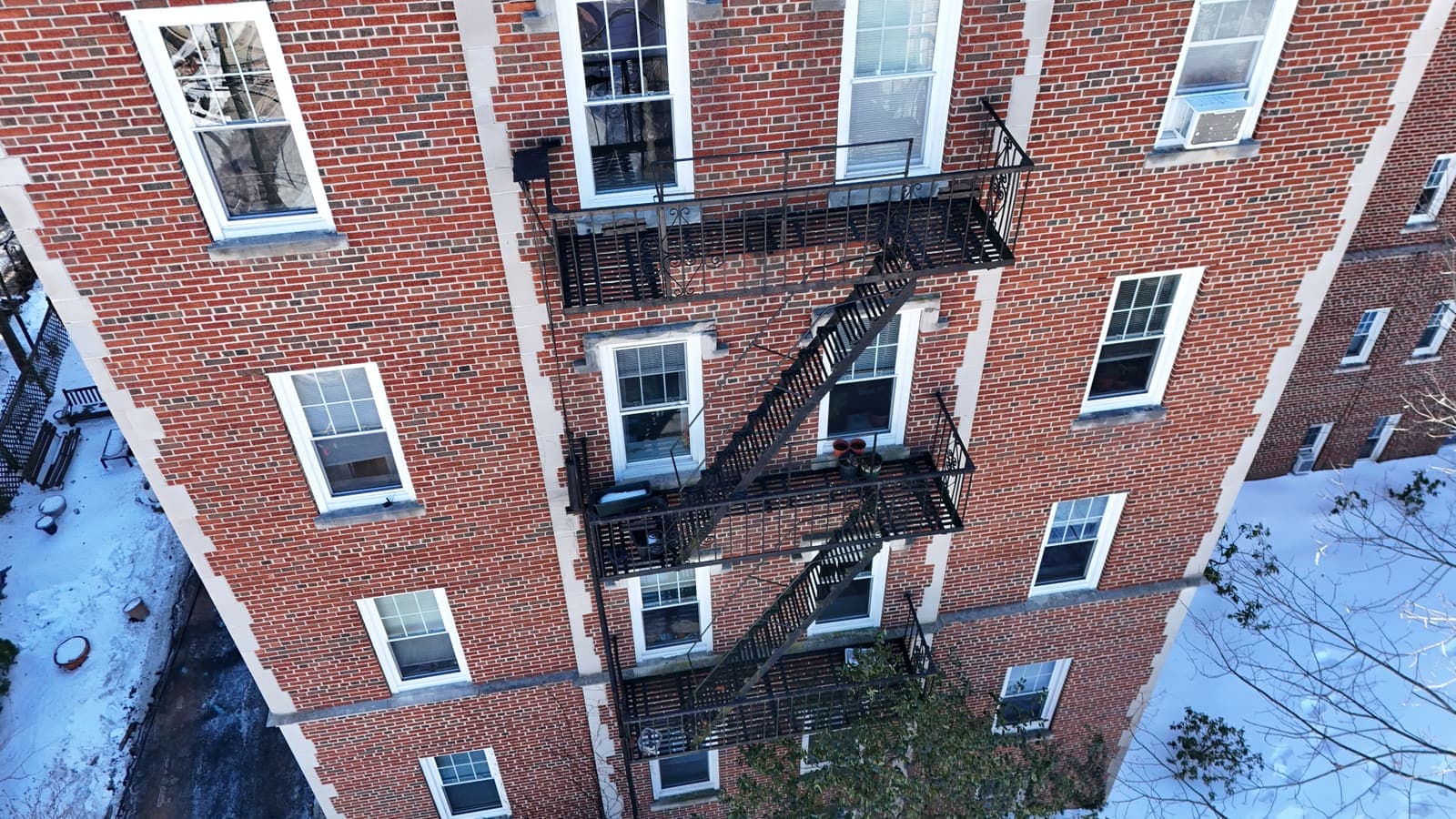 Drone field photograph, plate 028, 2026-02-05, New Jersey fire escape inspection by Oyster Fire Escape Inspections