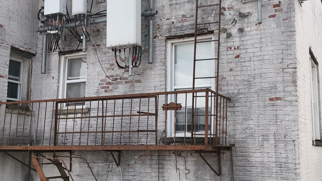 Drone field photograph, plate 051, 2026-03-11, New Jersey fire escape inspection by Oyster Fire Escape Inspections