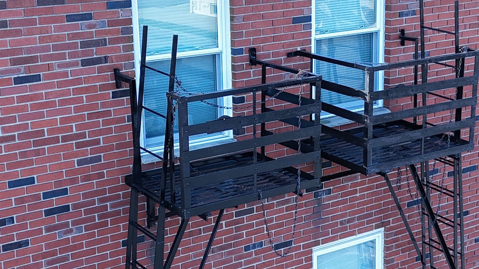 Drone field photograph, plate 057, 2026-03-17, New Jersey fire escape inspection by Oyster Fire Escape Inspections