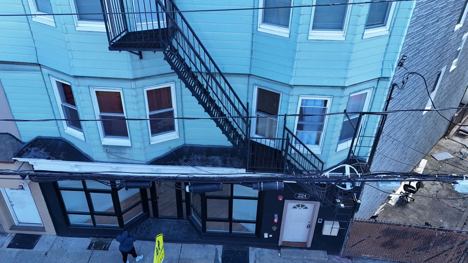 Drone field photograph, plate 062, 2026-03-17, New Jersey fire escape inspection by Oyster Fire Escape Inspections