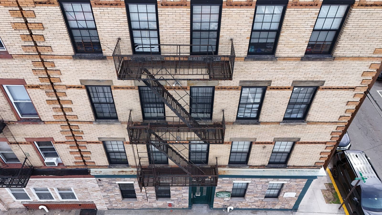 Drone field photograph, plate 064, 2026-03-18, New Jersey fire escape inspection by Oyster Fire Escape Inspections