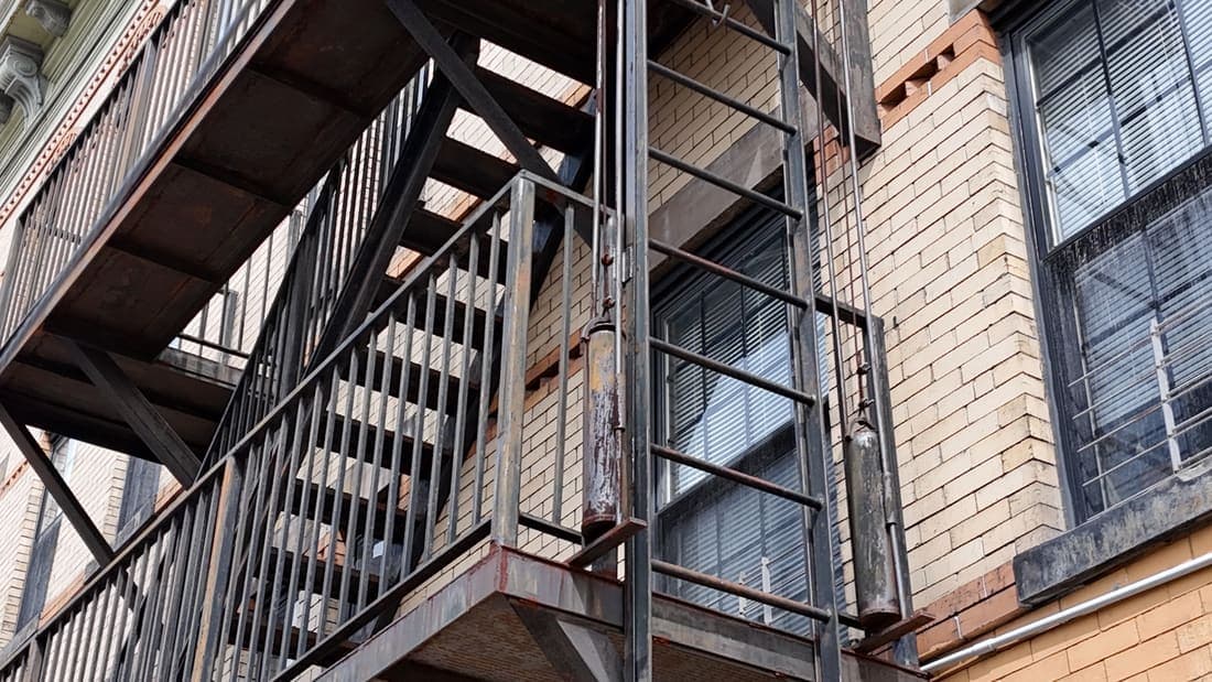 Drone field photograph, plate 067, 2026-03-18, New Jersey fire escape inspection by Oyster Fire Escape Inspections