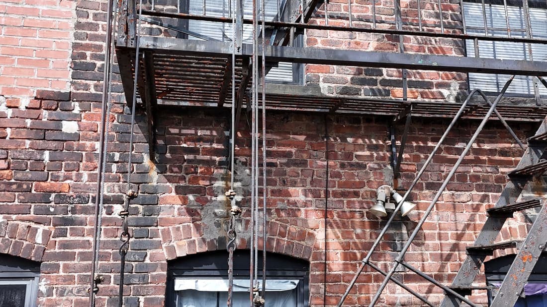 Drone field photograph, plate 073, 2026-03-18, New Jersey fire escape inspection by Oyster Fire Escape Inspections