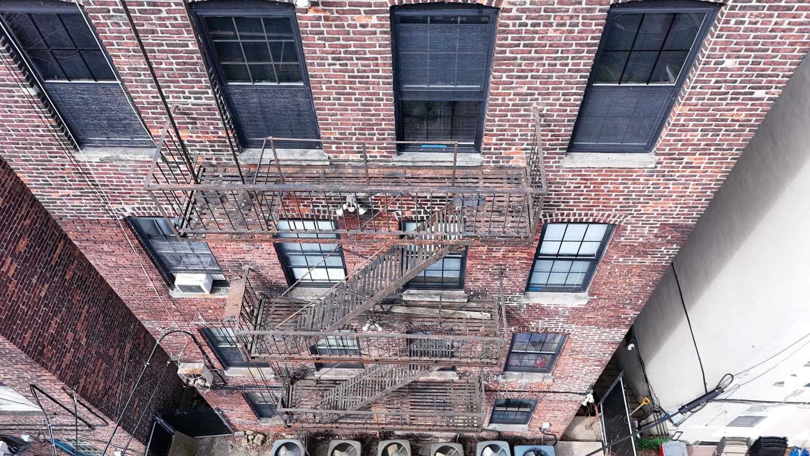 Drone field photograph, plate 078, 2026-03-18, New Jersey fire escape inspection by Oyster Fire Escape Inspections