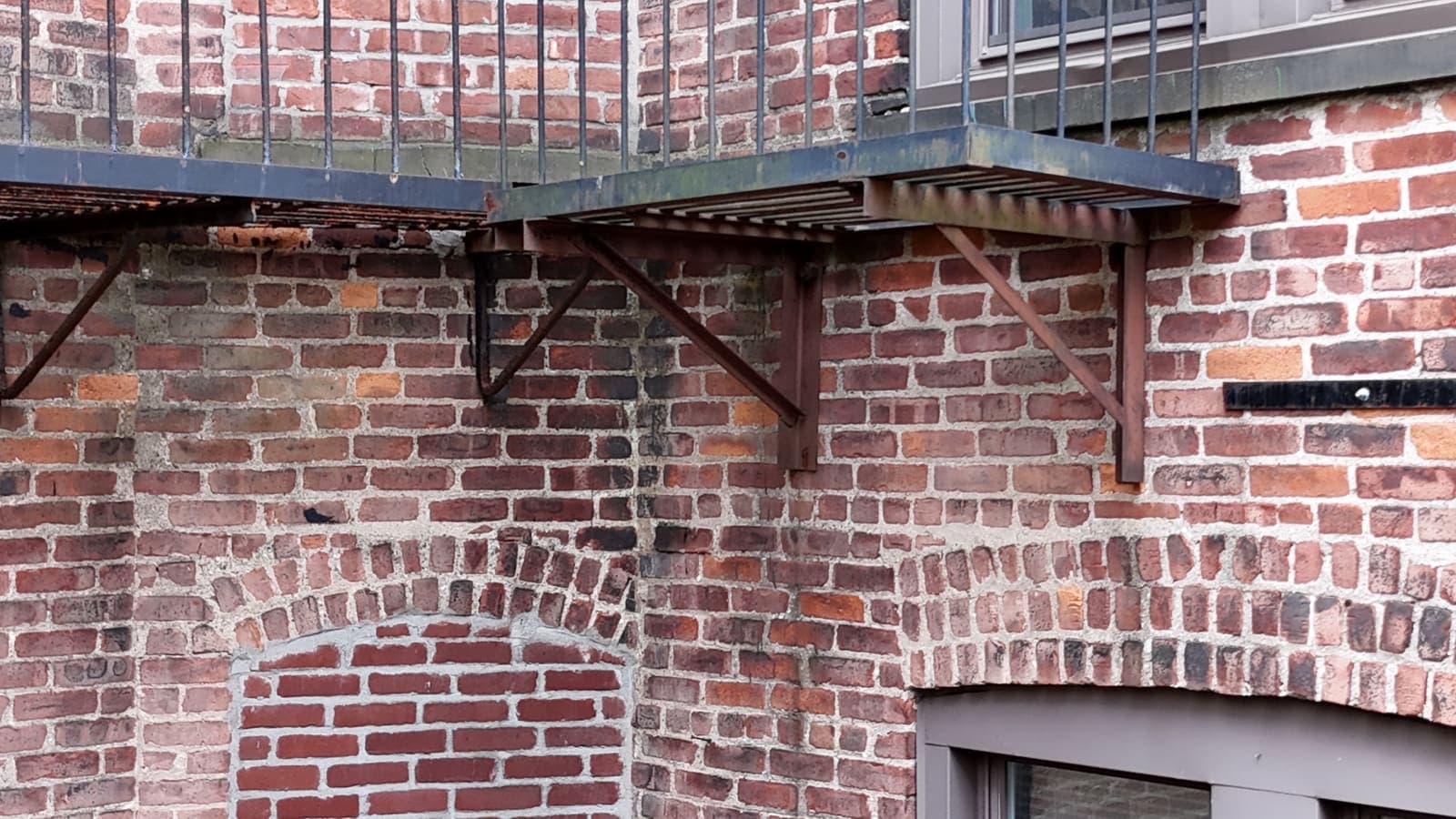 Drone field photograph, plate 085, 2026-04-15, New Jersey fire escape inspection by Oyster Fire Escape Inspections
