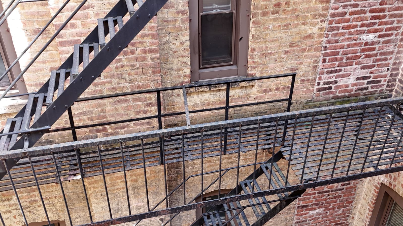Drone field photograph, plate 090, 2026-04-15, New Jersey fire escape inspection by Oyster Fire Escape Inspections