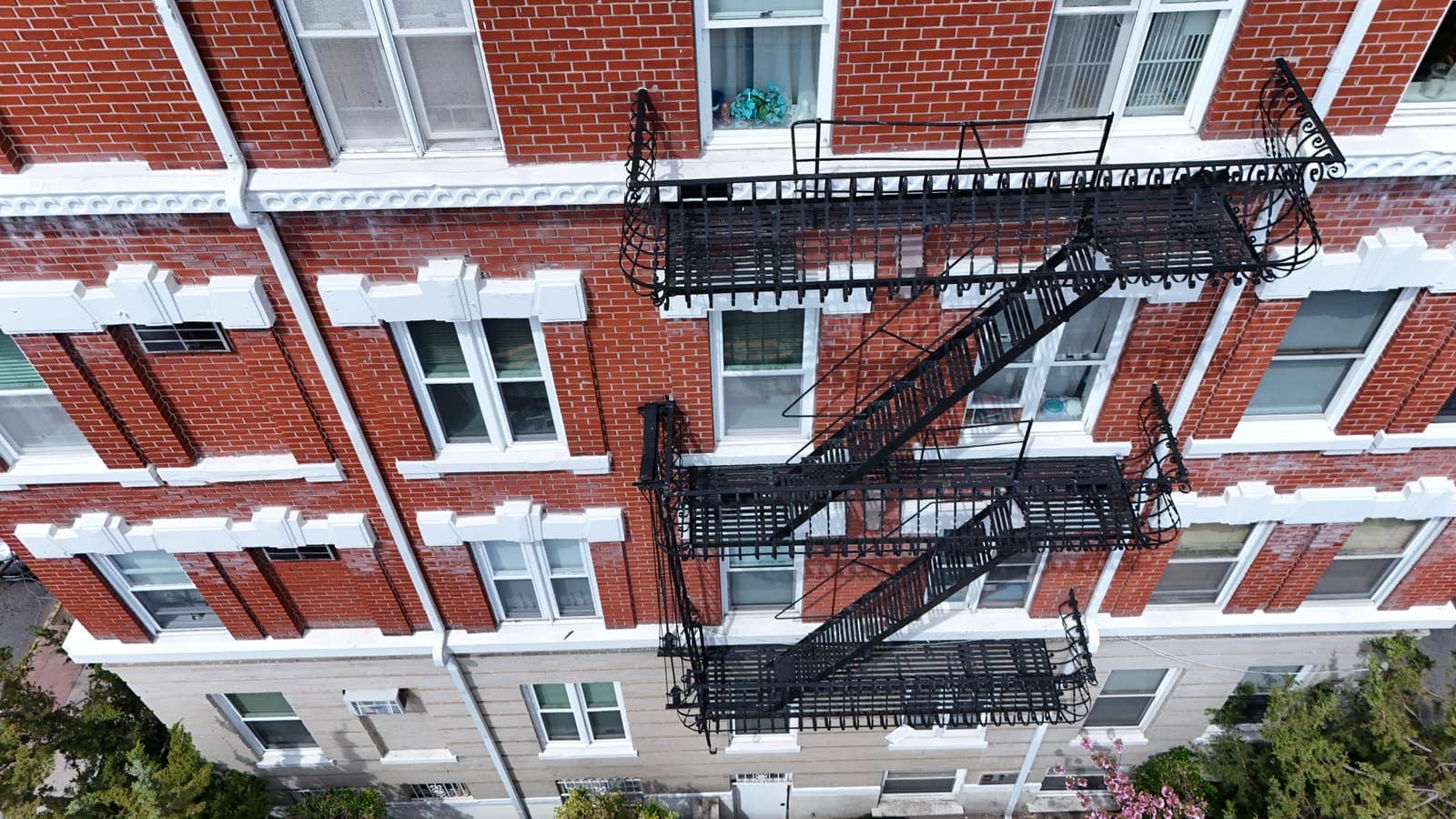 Drone field photograph, plate 092, 2026-04-15, New Jersey fire escape inspection by Oyster Fire Escape Inspections